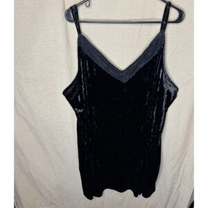 NWT Torrid Womens 4X Plus Sleep Gown Black Crushed Velour Lingerie Slip Dress
